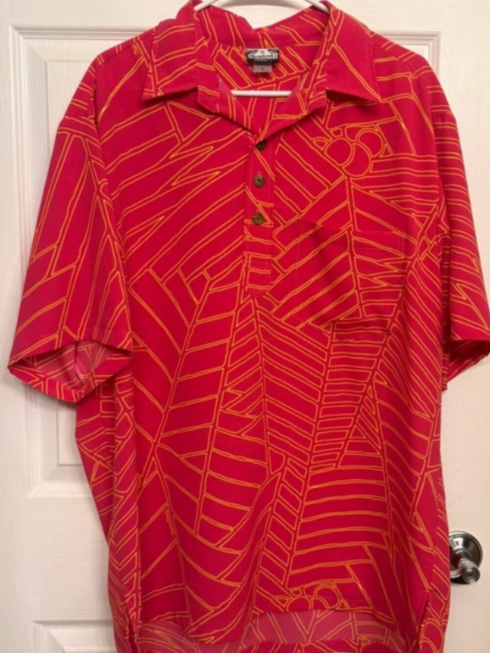 Manuheali’i Men’s PINK Short Sleeve Laua’e Collard Pullover Shirt